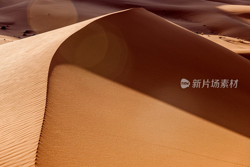 在Erg Chebbi沙漠的沙子，Merzouga，摩洛哥，北非